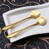 Stainless Steel Tableware Creative Coffee Scoops Stirring Spoon Sugar Spoon Set of 5 (Gold) N8