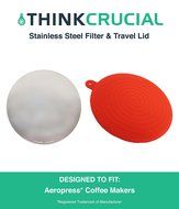 Stainless Steel Washable Crucial Coffee Filter & Travel Cap Kit Fits Aerobie AeroPress, Designed & Engineered... N2