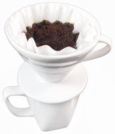 Pour Over Coffee Maker, Pourover Coffee Dripper White Ceramic Commercial Quality, No. 2 Filter Size N8