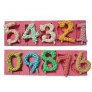 FLY 0-9 Numbers 3D Silicone Mold For Cake Decorating Tools,Pink N4