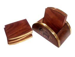 Wooden Drink Coasters Set of 6 in a Black Elephant,coaster cup,glass coaster set,Thanks Giving or Christmas Gift N2