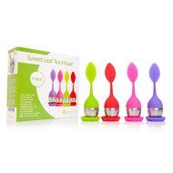 Set of 4, Sweet Leaf Tea Infusers, Red, Green, Pink, Purple Multipack, Loose Leaf and Herbal