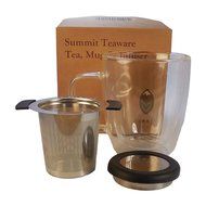 Summit Tea - Our Best Stainless Steel Tea Infuser and Double Walled 12 Oz Glass Tea Mug with a Tea Sample N3