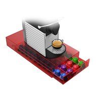 NESMODTRY-RED "Plexus" 40 Capacity Coffee Pod Drawer for Nespresso Capsules, Red/Clear N2