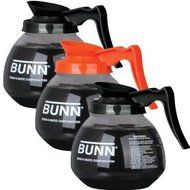 BUNN Coffee Pot Decanter / Carafe - Set of 3 - 2 Black Regular + 1 Orange Decaf - 12 Cup Capacity