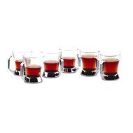 Set/6 Stainless Steel & Glass Glitter Handle Tea Cups