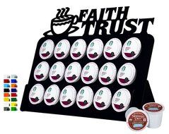 Marketing Holders Christian Religious ( FAITH TRUST ) 18-Slot Acrylic Keurig K-Cup Coffee Pod Holder (Translucent... N4