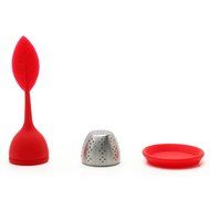 Red Silicone Tea Infuser Leaf Handle with Steel Ball N4