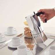 Alessi MT18/6 "Ossidiana" Stove Top Espresso 6 Cup Coffee Maker in Aluminium Casting Handle And Knob in Thermoplastic... N11