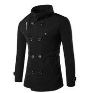 Men's Blouse,Laimeng Cotton Blend Autumn Winter Double Row Button Collar Woolen Coat Sweater Top Blouse (XXL,... N5