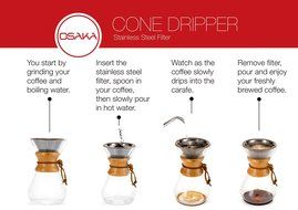 Osaka Stainless Steel Pour Over Cone Dripper, Reusable Coffee Filter for Osaka, Chemex, Hario, Carafes and More... N6