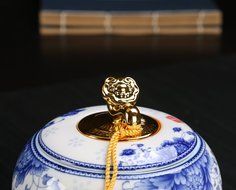 JKCOM China Ceramics Tea Container Tea Caddy Porcelain Tea Storage Jar N5