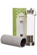 Hot or Cold Glass Tea Tumbler Bottle – Borosilicate Glass Tea Mug – Glass Water Bottle with Flavor Dispenser Cup... N14