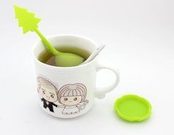 Zicome Silicone Loose Tea Leaf Infuser Strainer with Drip Tray, Merry Christmas Theme N2