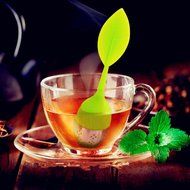 Tea Infuser Leaf Strainer Handle with Steel Ball Silicone Leaf Lid ,Set of 5 Assorted Colors N2