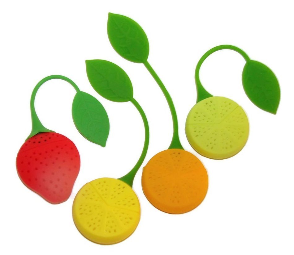 4 Silicone Tea Infusers, Strawberry & Citrus Shapes N3