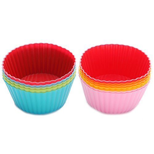 Silicone Baking Cups - Reusable Dessert Muffin Pans Mini Cupcakes Liner ...