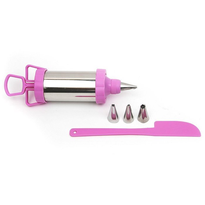 6-Piece Pink Cake Decorating Kit Include 1PCS Icing Piping Syringe 4PCS Stainless Steel Pastry Tips Nozzles 1PCS... N7