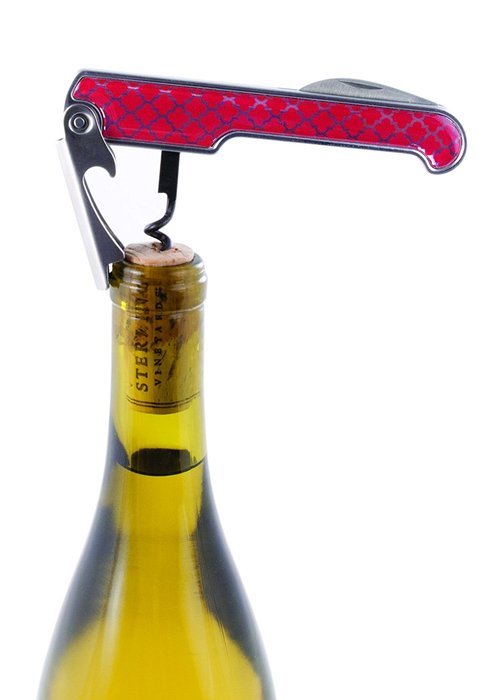 True by True Fabrications Noble Red and Silver Brocade Print Professional Corkscrew, Restaurant Waiter Style,... N2