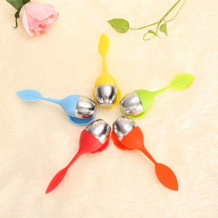 5 Color Sweet Leaf Silicone Tea Infuser Strainer Drop Tray Tea Tools Tea Balls N3
