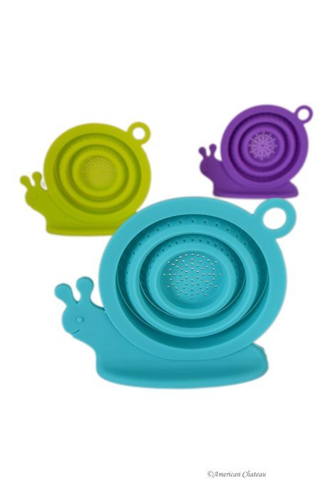 Large Loose Leaf Collapsible Silicone Snail Escargot Liquid Tea Strainer Mesh
