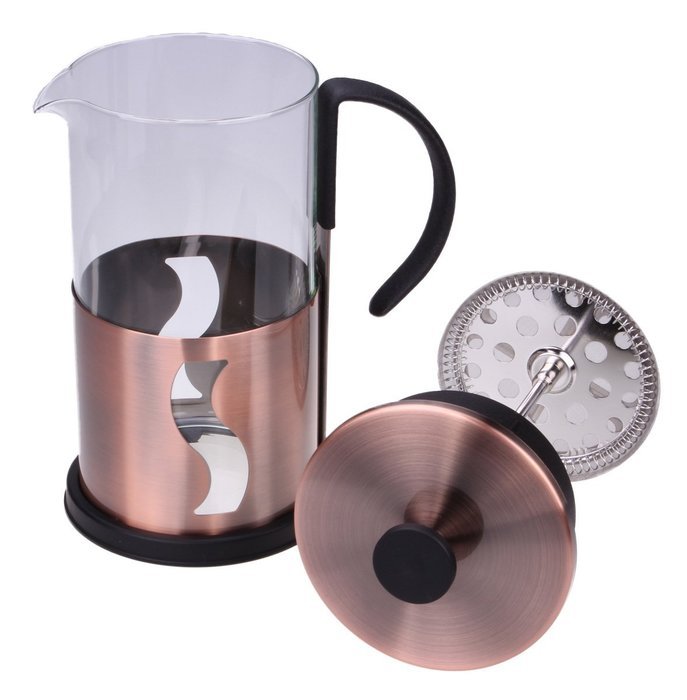 Gourmet 1 Liter Matte Copper French Press Coffee Brewer with S Shaped Design N3