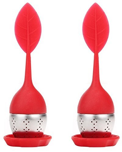 Tongzuo Silicone Loose Leaf Tea Infuser Strainer with Resting Coaster (Red, Blue, Green and Pink Optional) (2,... N20
