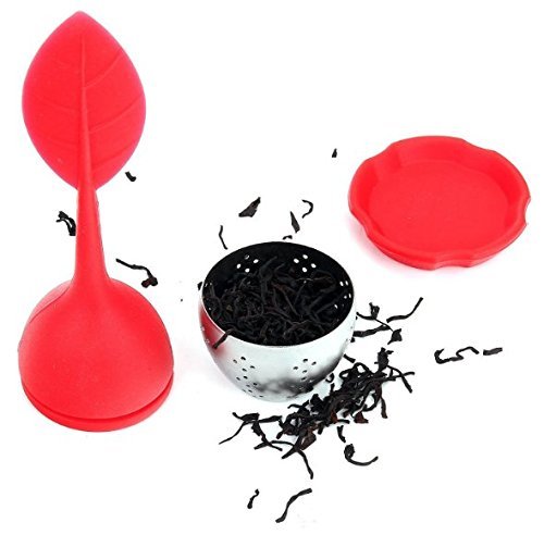 Tongzuo Silicone Loose Leaf Tea Infuser Strainer with Resting Coaster (Red, Blue, Green and Pink Optional) (2,... N22