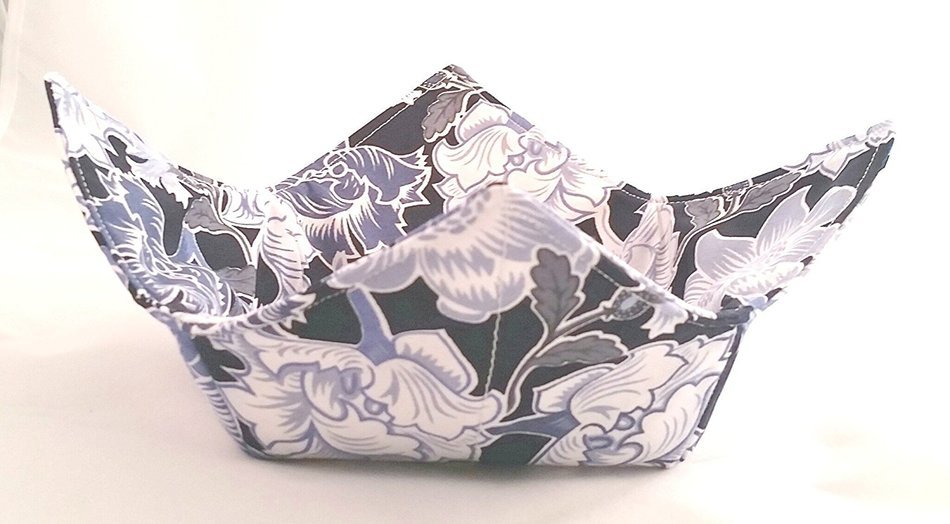 Microwave Bowl Cozy Crowded Flowers Blue & Navy