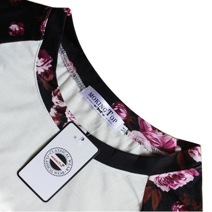 Pullover Blouse, Morecome Women Floral Splice Printing Long Sleeve Round Neck Topss N6