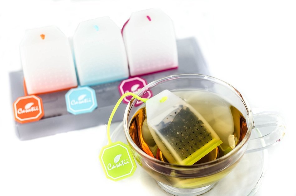 Casatii Genuine Premium Silicone Reusable Tea Bag Infuser Strainer (4 Pack Set) N6