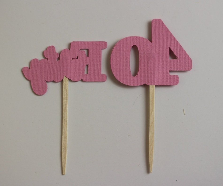 All About Details Pink Forty Cupcake Toppers, Set of 12 N3
