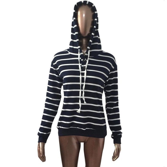 Pullover Tops,Morecome Womens Stripe Loose Casual Long Sleeve Hoodie Sweatshirt (S, Black) N11