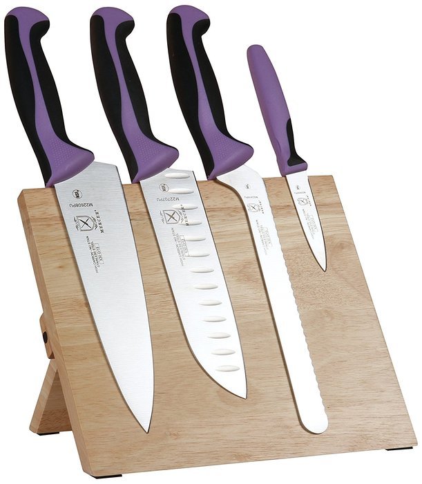 Mercer Culinary M21980PU Millennia Magnetic Knife Board Set, Purple N4