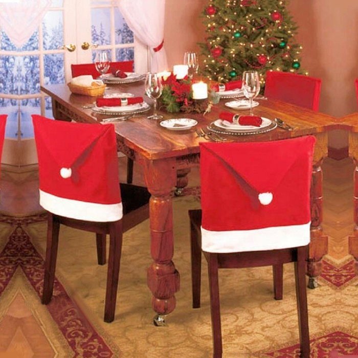 1pc Santa Hat Chair Covers,Morecome Christmas Decor Dinner Chair Xmas Cap Sets N3