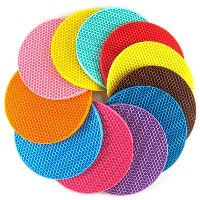 Kaimao Silicone Round Coasters Heat Resistant and Non-slip for Trivets, Potholders, Table Mats 18cm*18cm/7.09"... N14