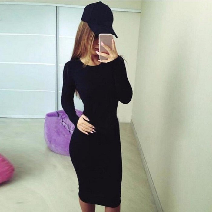 Slim Dress,Morecome Women Fashion Solid Long Sleeve Slim Dress N18