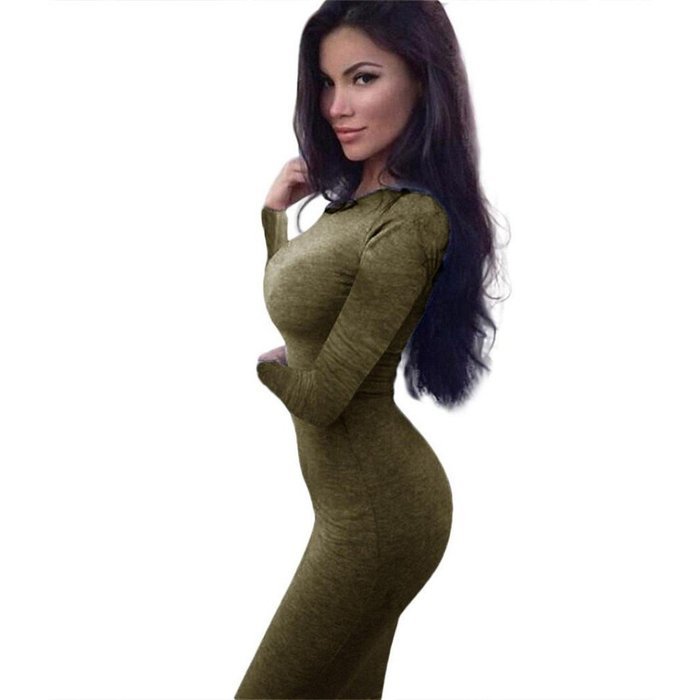 Slim Dress,Morecome Women Fashion Solid Long Sleeve Slim Dress N20