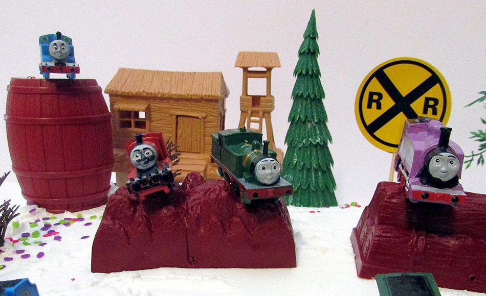 Thomas the Train Birthday Cake Topper Set Featuring Thomas, Hiro, James, Percy, Belle, Spencer and Other Thomas... N8