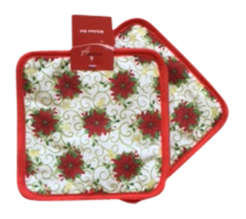 Mini Cupcake pan, Christmas Dish Towels, Pot Holders, Oven Mitt and Spatula 7 Piece Bundle N5