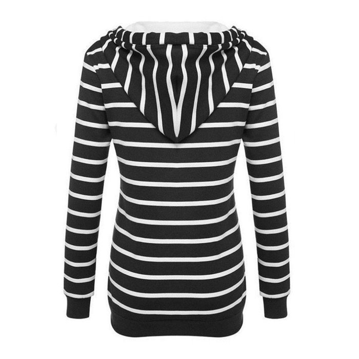 Pullover Tops,Morecome Womens Stripe Loose Casual Long Sleeve Hoodie Sweatshirt (S, Black) N13