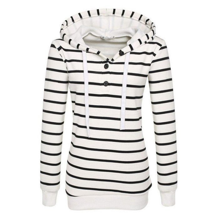Pullover Tops,Morecome Womens Stripe Loose Casual Long Sleeve Hoodie Sweatshirt (S, Black) N14