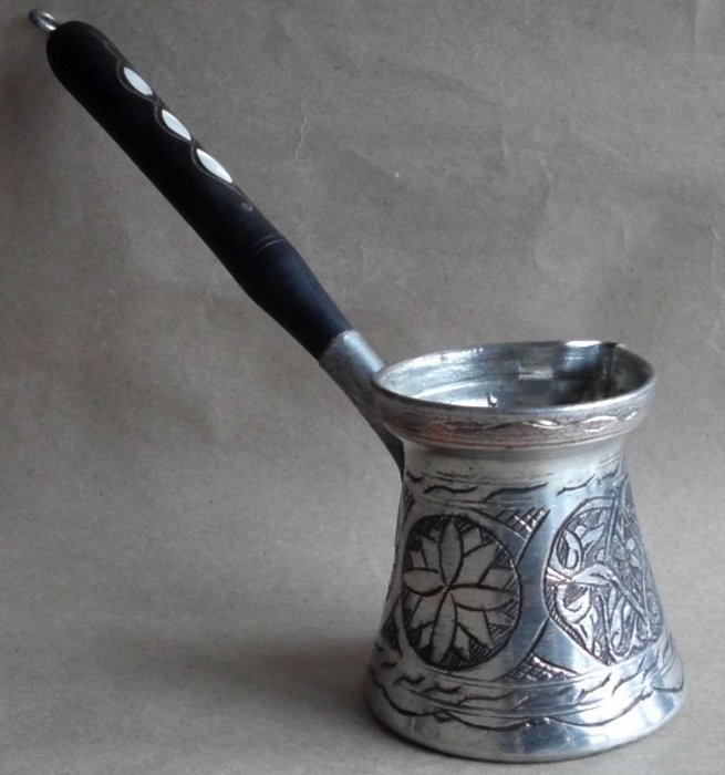 Handmade Antiquated Chiselwork Copper Turkish Coffee Pot Cezve Ibrik Briki N4