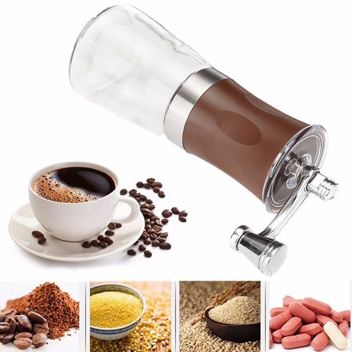 SOLOOP Hand-Crank Coffee Bean Grinder Stainless Steel & ABS & Glass Manual Burr Coffee Mill Grinder N3