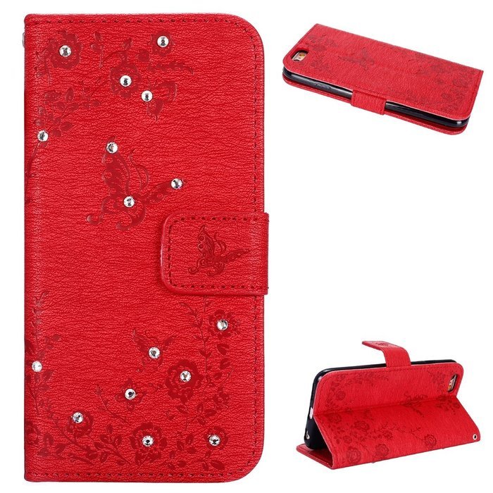 iPhone 7 Case,iPhone 7 Wallet Case,Phezen Serect Garden Series Butterfly Flower Bling Diamod Inlaid PU Leather... N53