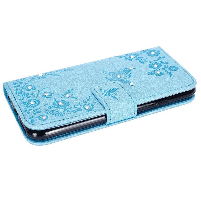 iPhone 7 Case,iPhone 7 Wallet Case,Phezen Serect Garden Series Butterfly Flower Bling Diamod Inlaid PU Leather... N57