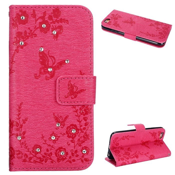 iPhone 7 Case,iPhone 7 Wallet Case,Phezen Serect Garden Series Butterfly Flower Bling Diamod Inlaid PU Leather... N60