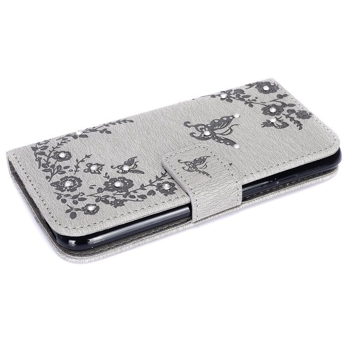 iPhone 7 Case,iPhone 7 Wallet Case,Phezen Serect Garden Series Butterfly Flower Bling Diamod Inlaid PU Leather... N64