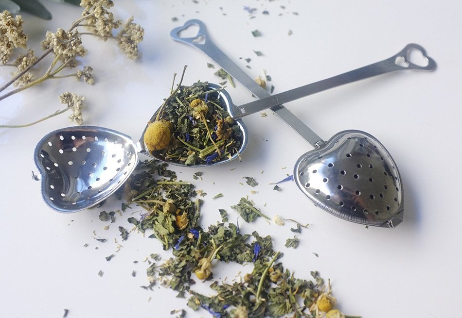Tea Infuser Strainer Variety Pack by JERN (3 Pcs includes Heart shaped tea infuser with stick, Heart shaped tea... N2