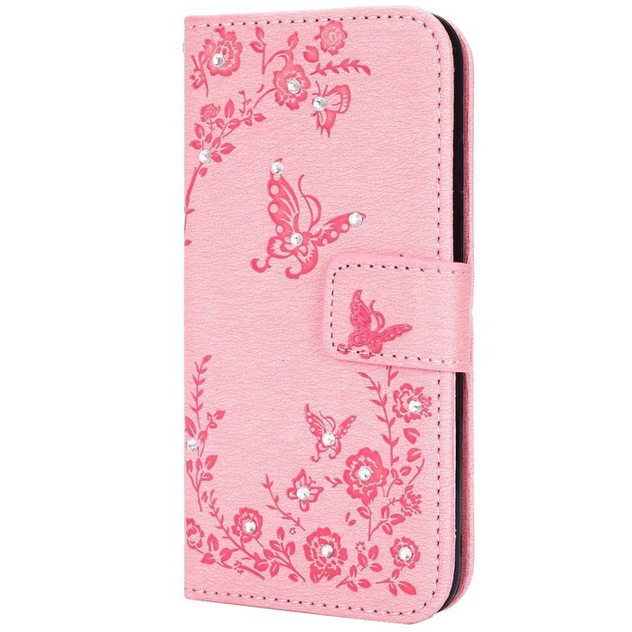 iPhone 7 Case,iPhone 7 Wallet Case,Phezen Serect Garden Series Butterfly Flower Bling Diamod Inlaid PU Leather... N66